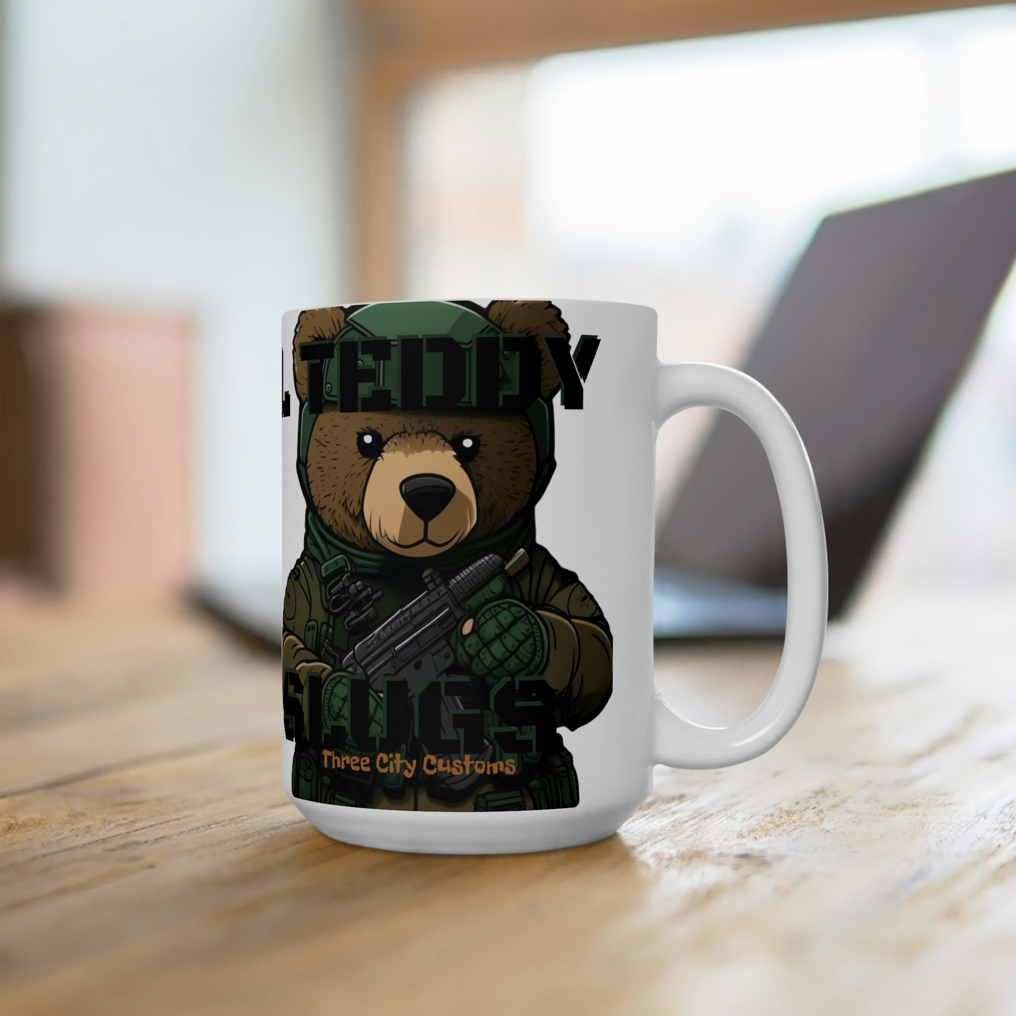 Tactical Teddy's Hugs & Slugs 15 Oz Ceramic Mug