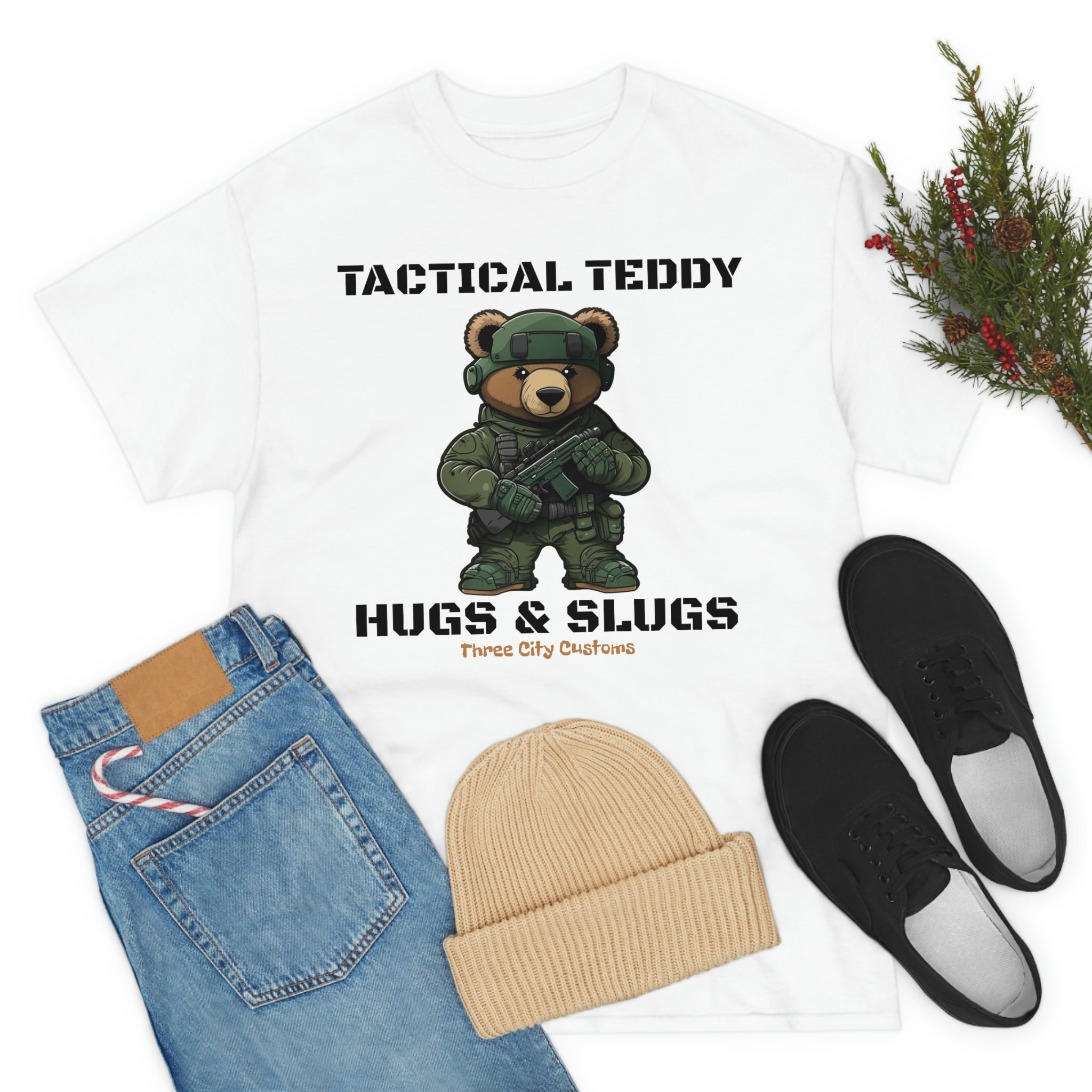 Tactical Teddy Hugs & Slugs T-Shirt