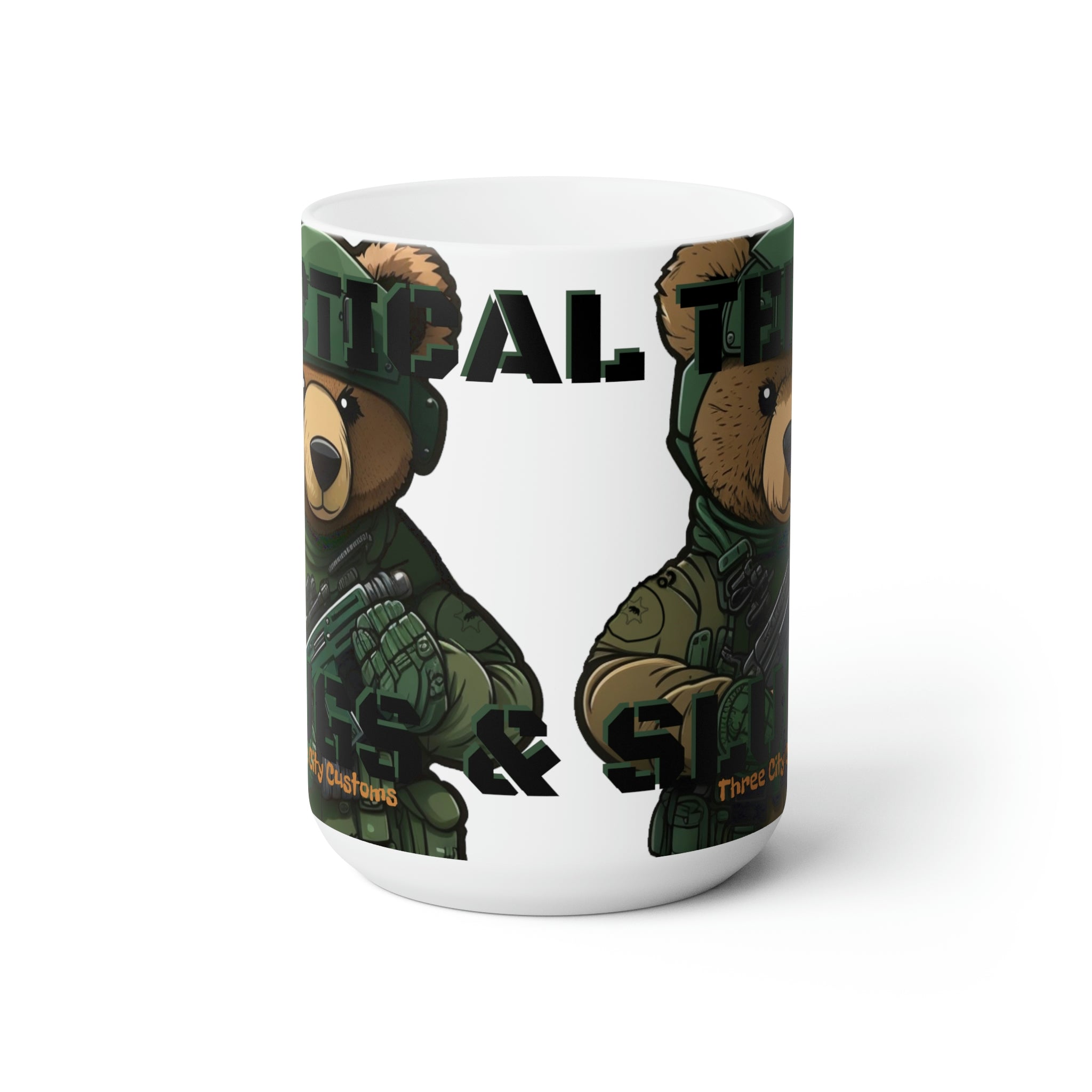 Tactical Teddy's Hugs & Slugs 15 Oz Ceramic Mug