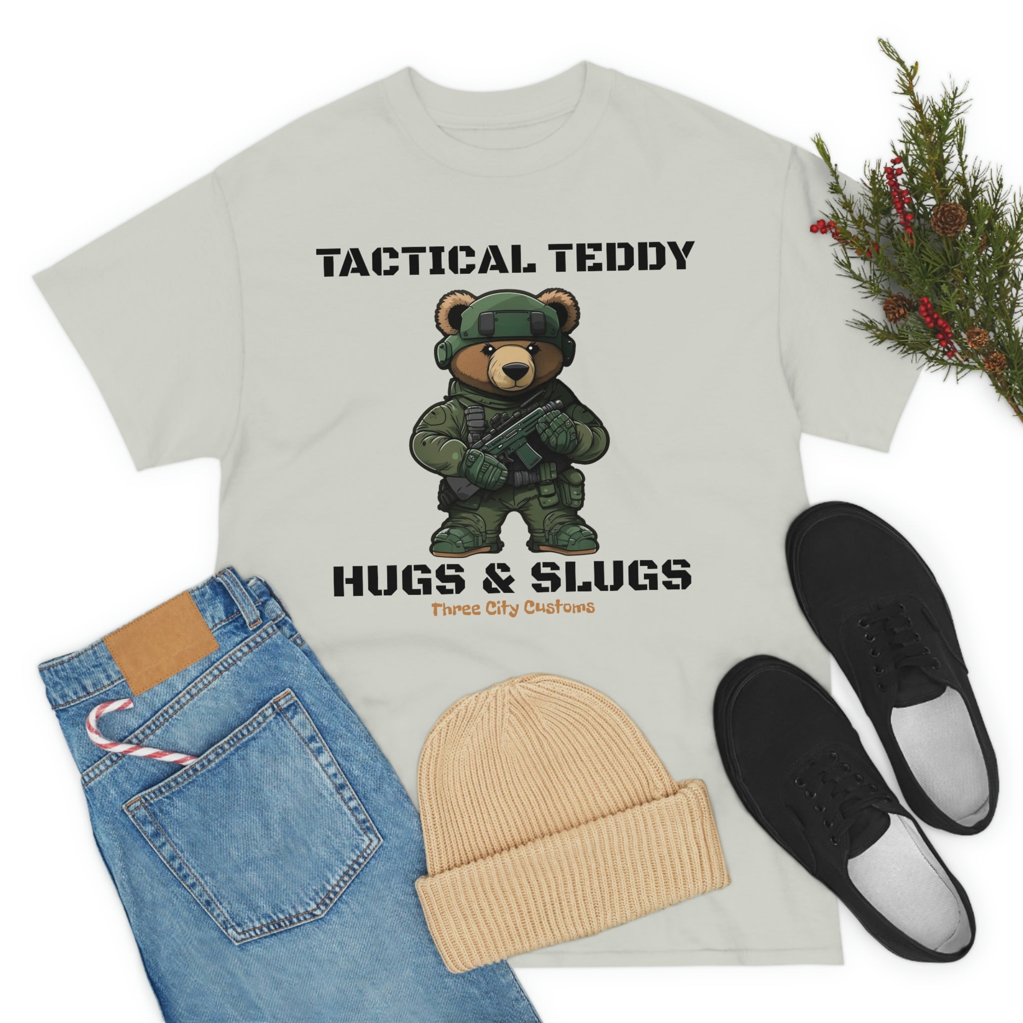 Tactical Teddy Hugs & Slugs T-Shirt